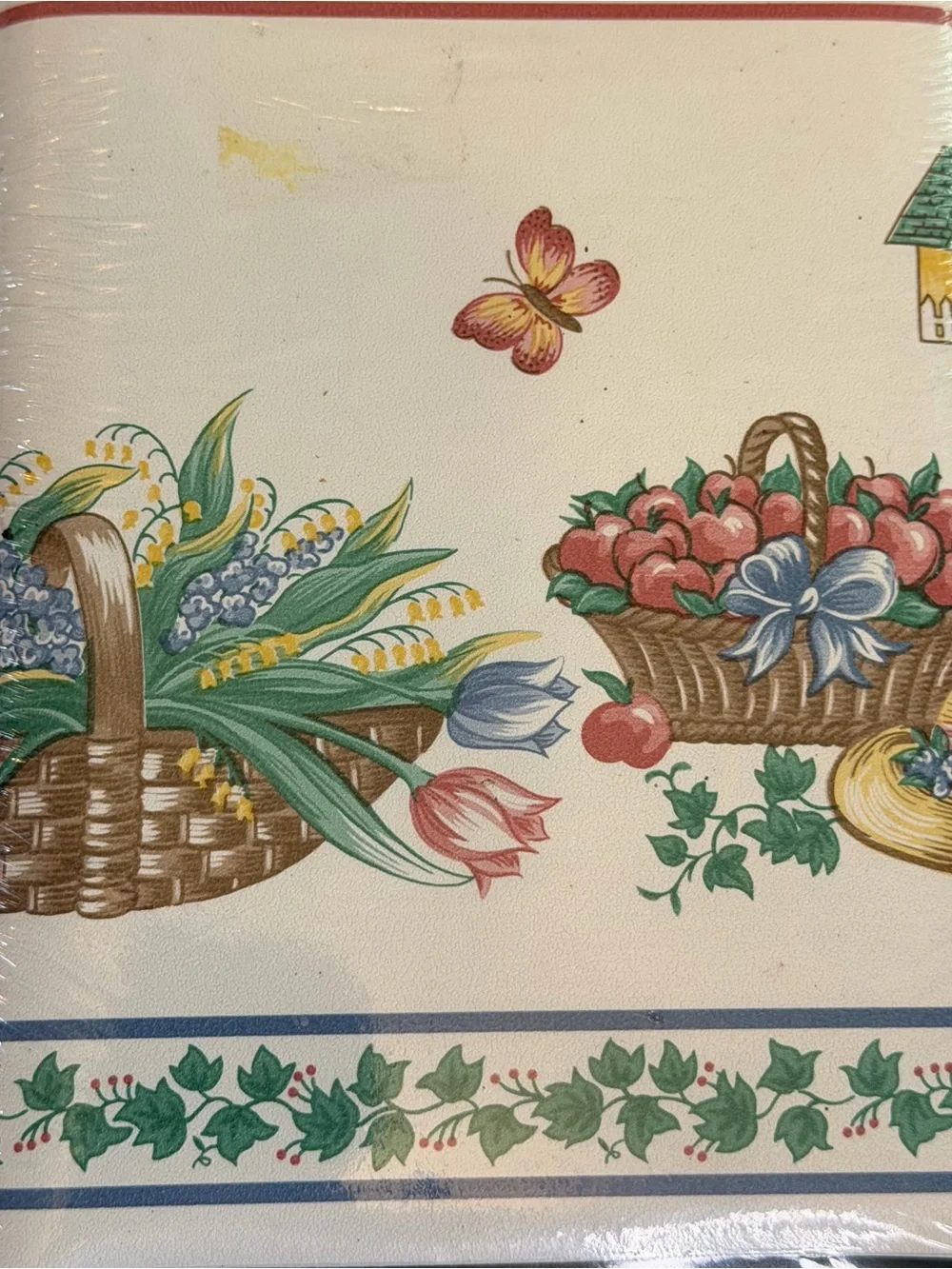 LOT of 3 Cottage Core 90s Prepasted Wallpaper Border Sunflower Ivy Bees Garden